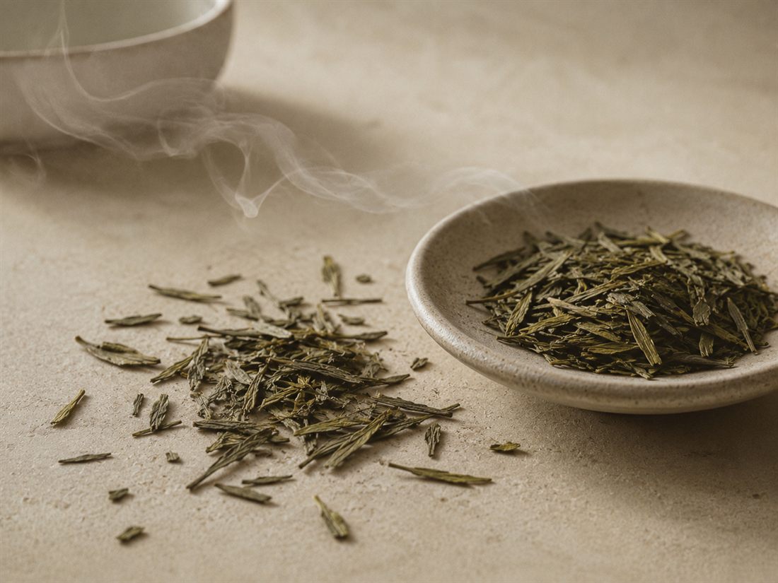 Green tea leaves